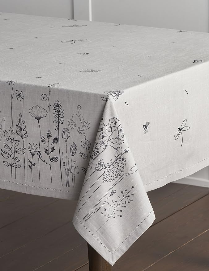Maison d' Hermine Table Cloth Rectangle Table 100% Cotton 54 x 72 Inches Tablecloth Reusable Decorative for Dining Room Farmhouse Home Valentines Day Decorations Spring Summer - Flore