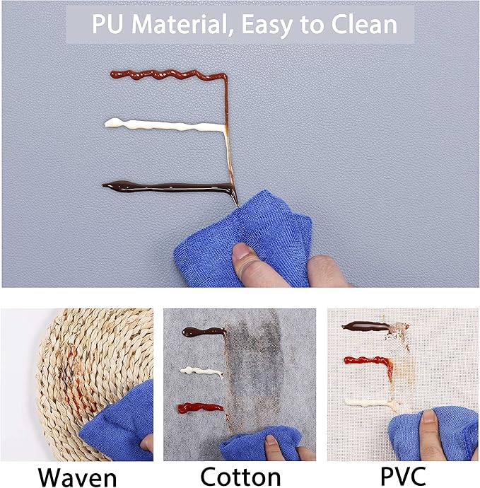 Wipeable Placemats Leather Table Mats Waterproof Heat-Resistant Easy to Clean for Dining Table Set Kitchen Table (2, Pale Blue)