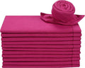 Lightnpro Decorative Cloth Dinner Napkins with Hemstitched, Wedding, Cocktail & Party Napkins, Mitered Corners, Machine Washable, 12 Elegant Table Napkins for Special Occasions - 18x18 Inch Magenta