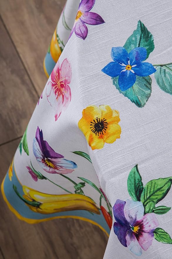 Maison d' Hermine Table Cloth Round Table 100% Cotton 69 Round Inches Tablecloth Reusable Decorative for Dining Room Farmhouse Home Valentines Day Decorations Spring Summer - Giverny