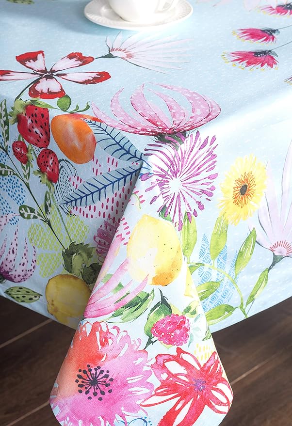 Maison d' Hermine Table Cloth Rectangle Table 100% Cotton 60 x 120 Inches Tablecloth Reusable Decorative for Dining Room Farmhouse Home Valentines Day Decorations Spring Summer - Jardin D'Ete - Mint