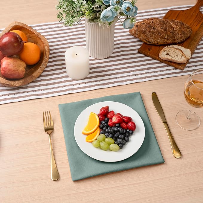 Blue Needles Solid Cloth Napkins Set of 6 Hunter Green 100% Cotton Dinner Napkins 18x18 inches - Soft, Reusable, Absorbent & Washable Linen, Ideal for Christmas Events, Parties & Everyday Use