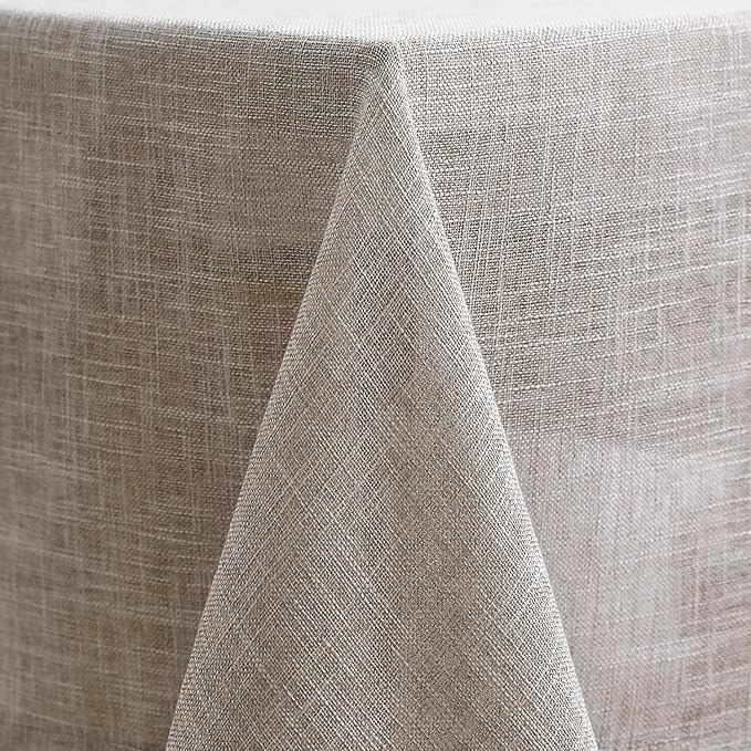 maxmill Flaxy Faux Linen Tablecloth with 2-Tone Slubby Texture Wrinkle Free Anti-Shrink Soft Table Cloth for Kitchen Dining Tabletop for Outdoor and Indoor Use Rectangle 60 x 84 Inch Linen