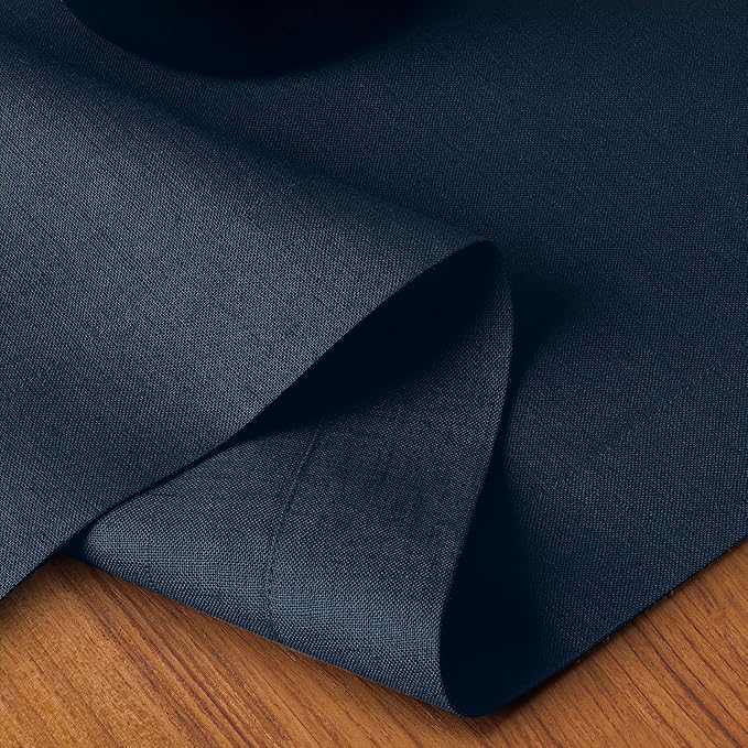 D'Moksha Homes Linen Navy Blue Table Runner 72 Inches Long - 100% Pure Linen 14 x 72 Inch Table Runner for Dining, Easter - Machine Washable