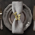 Decozen Set of 8 Gold Napkin Rings in Stag Design, Festive, Table Decor Setting for Holiday, Wedding, Birthday, Kitchen, Home Decor, Housewarming Gift - Thanksgiving Decoration