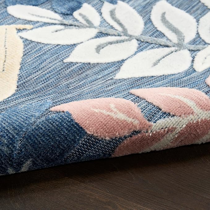 Nourison Home Suncoast Denim Multi 9' x 12' Area Rug - Easy Clean, Non Shedding, Bed Room, Living Room, Dining Room, Kitchen (9' x 12')