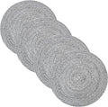 Round Placemats Set of 6-100% Cotton Two-Tone Placemat for Dining Table - Woven Braided Table Setting Place Mat - Washable Table Decor for Kitchen, Farmhouse, Rustic, Everyday Use, Black
