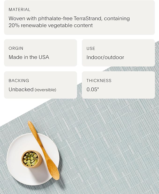 Chilewich Bamboo Placemats Set of 4 - Round Woven Placemats - Reusable, Stain-Resistant, Indoor/Outdoor Tabletop Protection - 15" - Seaglass