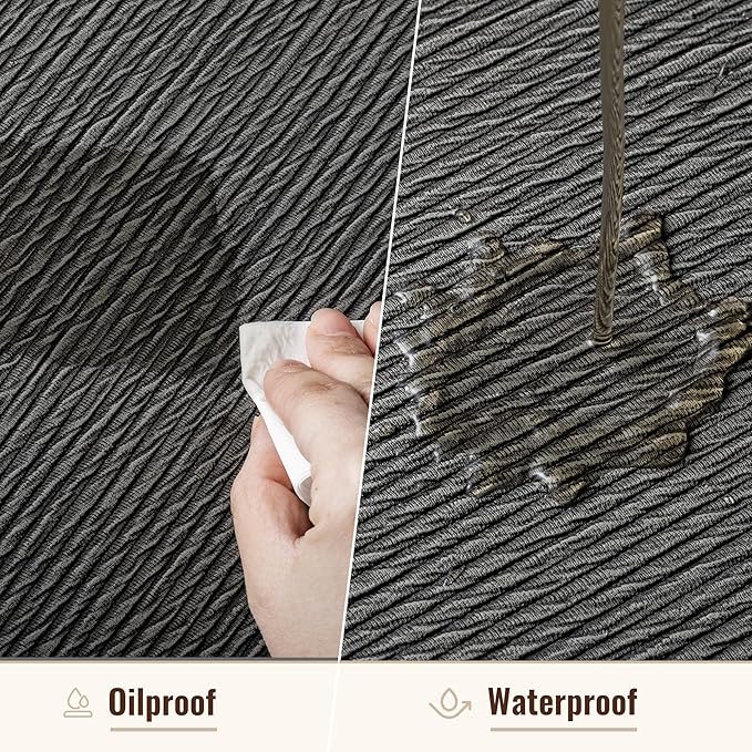 Jovono 15" Faux Leather Big Round Placemats Set of 4 - Washable Heat Resistant Non-Slip Dining Table Mats with Fabric Texture for Kitchen Home Party Decor, Gray