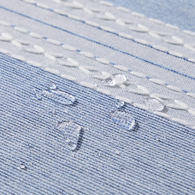 ZeeMart Contrast Linen Table Cloth Square Table Cloths 52x52 Inch Mid-Stripe Blue, Farmhouse Style Heavy Weight Dusty Blue Tablecloth, Water Resistant Burlap Tablecloths