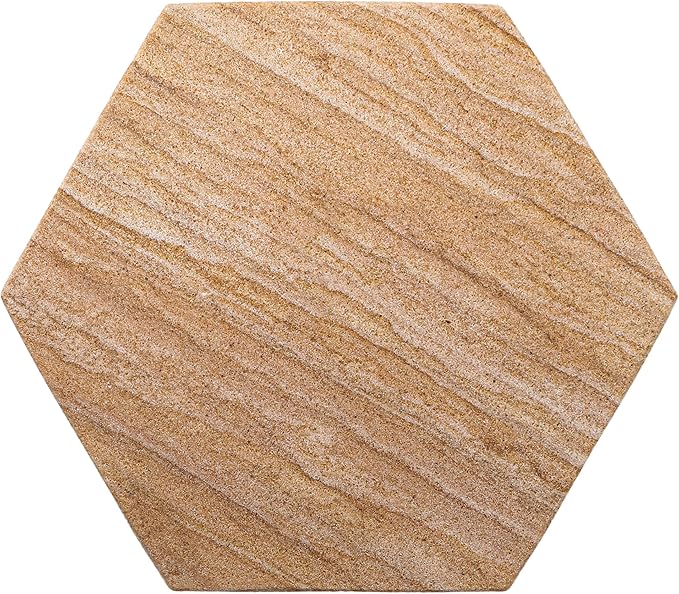 Sandstone Water Absorbent Hand Crafted Hexagon Coasters for Drinks - 4 Inches Wide Thirsty Stone Bar/Drink Coasters- Made from Rainbow Sandstone (Set of 6 with Holder)