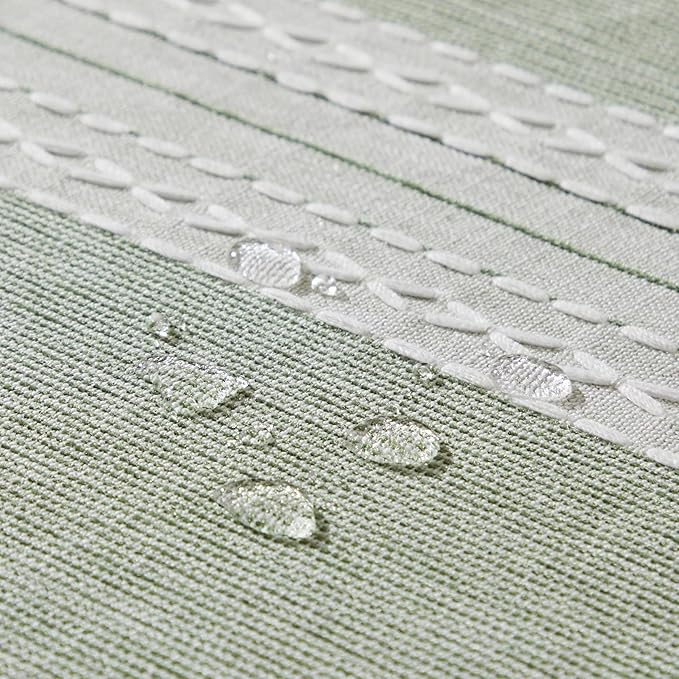 ZeeMart Contrast Linen Table Cloth Rectangle Table Cloths 52x70 Inch Mid-Stripe Green, Farmhouse Style Heavy Weight Sage Green Tablecloth, Water Resistant Burlap Tablecloths