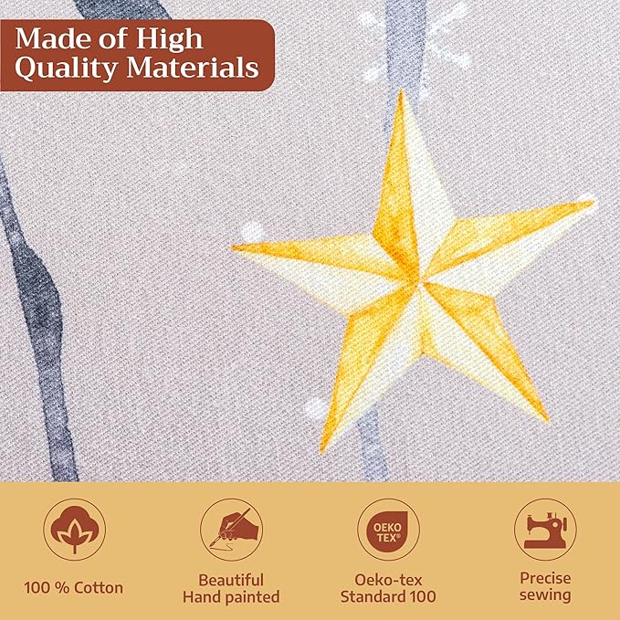 Maison d' Hermine Table Cloth Round Table 100% Cotton 69 Inches Fall Tablecloth Reusable Everyday Use for Thanksgiving Christmas Decorations Dining Farmhouse Party (Fairy Christmas)