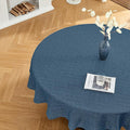 BALCONY & FALCON Round Tablecloth Washable Wrinkle Resistant and Water Proof Table Cloth Decorative Linen Fabric Tablecloth for Dining Parties Kitchen Wedding and Outdoor Use(Navy Blue, 70" Round)