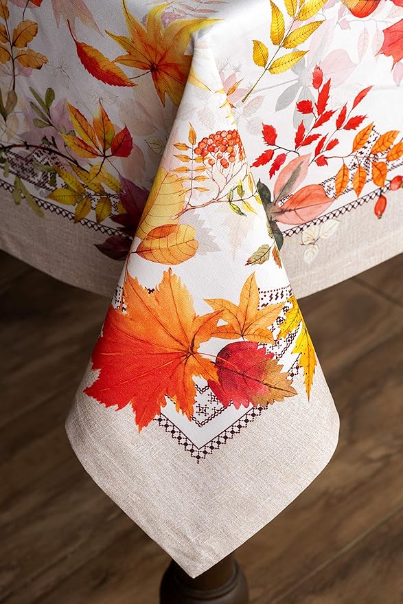 Maison d' Hermine Table Cloth Rectangle Table 100% Cotton 70 x 120 Inches Fall Tablecloth Reusable Everyday Use for Thanksgiving Christmas Decorations Dining Farmhouse Party (Amarante)