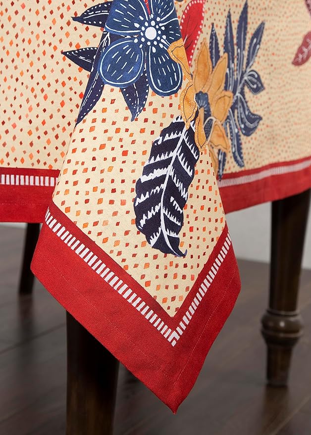 Maison d' Hermine Table Cloth Rectangle Table 100% Cotton 60 x 108 Inches Fall Tablecloth Reusable Everyday Use for Thanksgiving Christmas Decorations Dining Farmhouse Party (Kalahari)