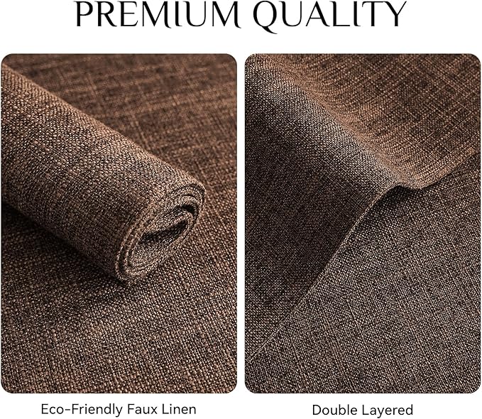 Softalker Faux Linen Placemats Set of 6-12 x 18 Inch, Heat Resistant Double Layered Durable Burlap Farmhouse Place Mats, Non-Slip Washable Rustic Table Mats for Dining, Kitchen, Party（Dark Brown