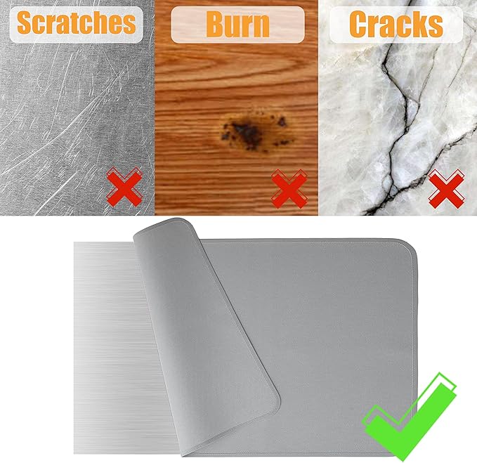 25x19.5in Heat Resistant Grill Mats for Outdoor Grill to Protect Your Prep Table and Outdoor Grill Table - Fire Proof & Water Proof & Oil Proof BBQ Mat - Grey (1mm)