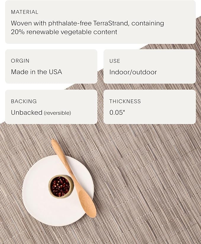 Chilewich Bamboo Placemats Set of 4 - Woven Oval Placemats - Reusable, Stain-Resistant, Indoor/Outdoor Tabletop Protection - 19" x 14" - Dune