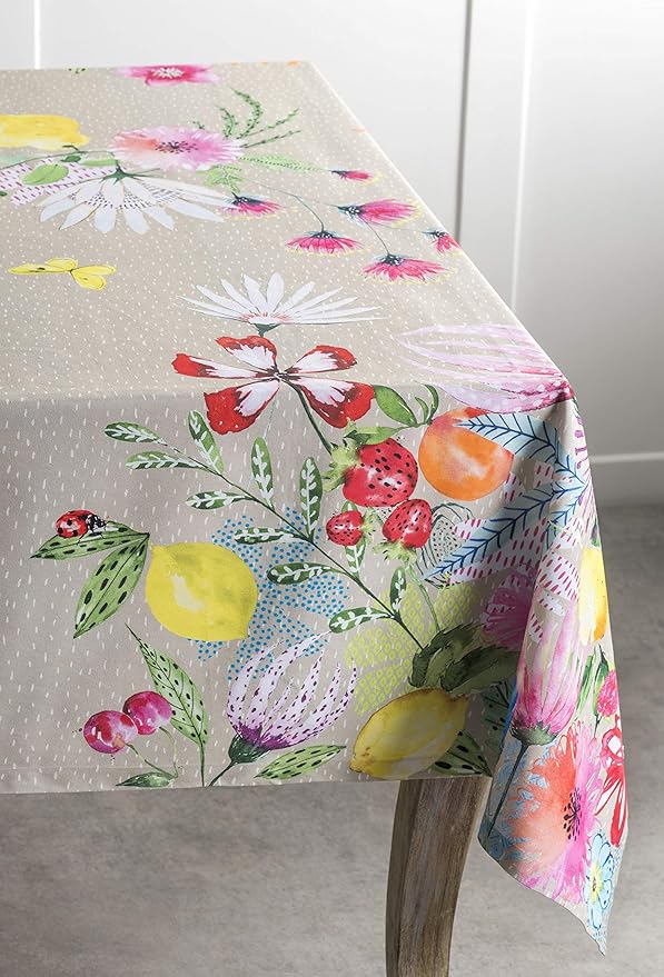 Maison d' Hermine Table Cloth Square Table 100% Cotton 54 x 54 Inches Tablecloth Reusable Decorative for Dining Room Farmhouse Home Valentines Day Decorations Spring Summer - Jardin D'Ete - Fog