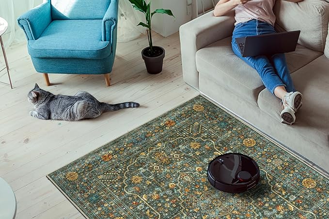 Keen Home Design 3x5 Rug - Machine Washable Entry Rug with Non-Slip Backing, Ideal for Enteryway, Kitchen, Bathroom, Laundry Room - Vintage, Easy Clean, Durable, Low Pile Rug - (3' x 5')