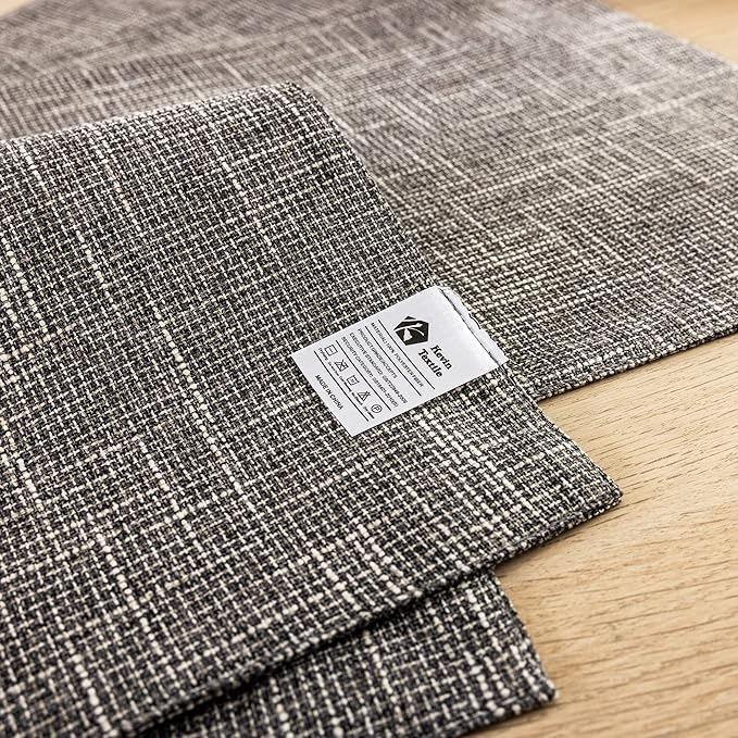 Kevin Textile Burlap Linen Placemats Set of 6 Heat Resistant Dining Table Place Mats Washable Kitchen Table Mats for Dinning Party Holiday Indoor Outdoor, 13 x19 inches, Light Grey