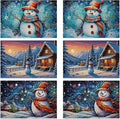 Winter Christmas Placemats, Red Snowman Plastic Placemats 12x18 Inch Waterproof Non-Slip Washable Table Mats for Kitchen Dining Party Table Decor,Set of 6