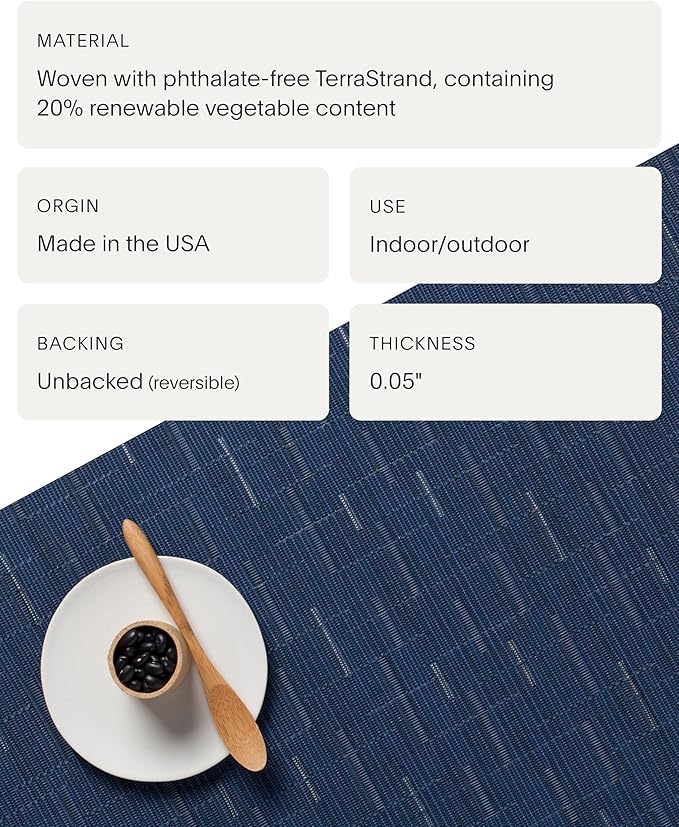 Chilewich Bamboo Placemats Set of 4 - Woven Oval Placemats - Reusable, Stain-Resistant, Indoor/Outdoor Tabletop Protection - 19" x 14" - Lapis
