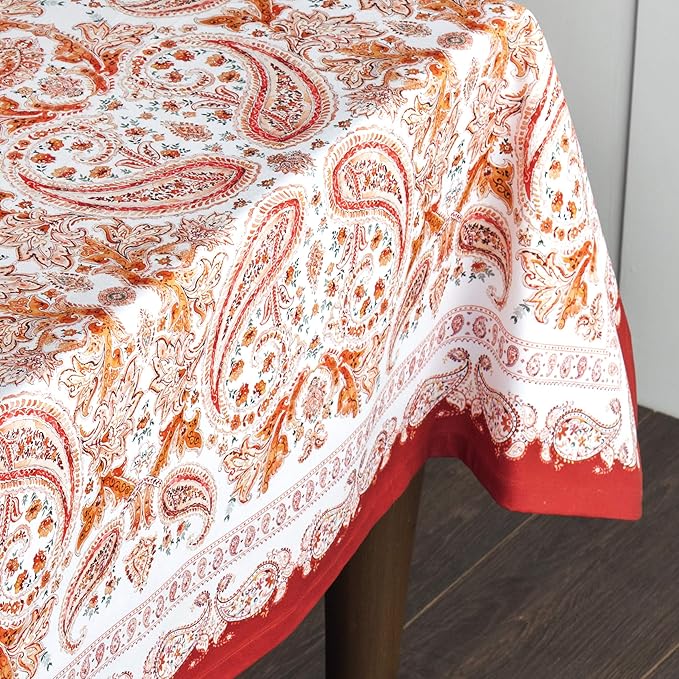 Maison d' Hermine Table Cloth Rectangle Table 100% Cotton 54 x 72 Inches Fall Tablecloth Reusable Everyday Use for Thanksgiving Christmas Decorations Dining Farmhouse Party (Orient)