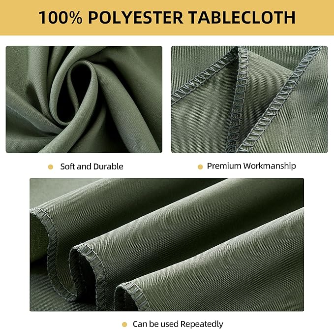 2-Pack 60x120 inch Sage Green Table Cloths, Solid Stain and Wrinkle Resistant Oblong Tablecloth, Premium Plain Weave Polyester Fabric Rectangle Table Linen Covers for Hotel, Wedding