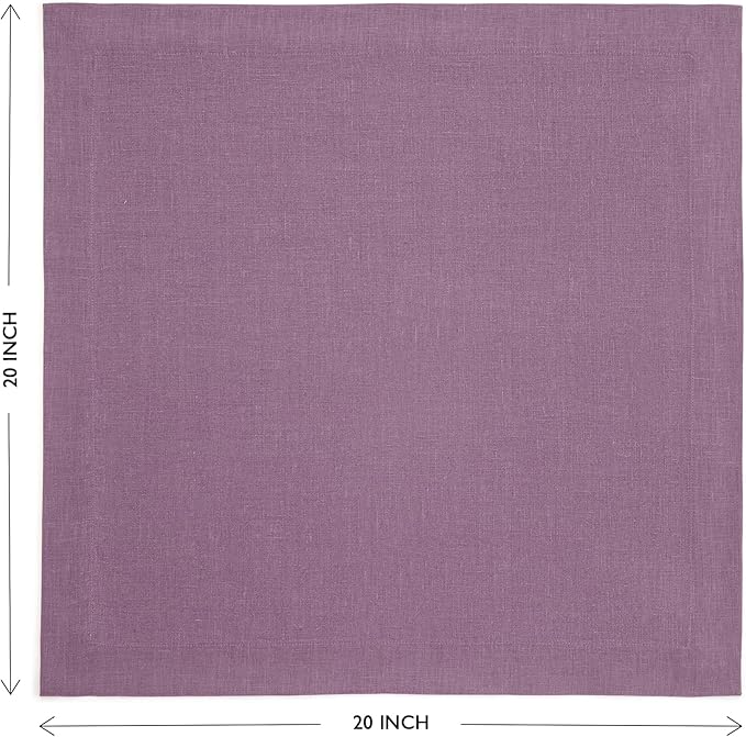 Solino Home Linen Napkins Set of 4-100% Pure Linen Mulberry Dinner Napkins Cloth 20 x 20 Inch for Valentines, Spring, Easter - Fete, Handcrafted and Machine Washable