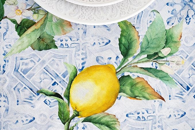 Maison d' Hermine Table Cloth Rectangle Table 100% Cotton 70 x 120 Inches Tablecloth Reusable Decorative for Dining Room Farmhouse Home Valentines Day Decorations Spring Summer - Citrus
