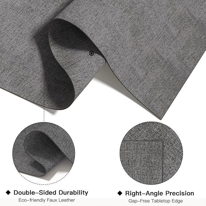 DOLOPL Placemats Set of 6, Reversible Wipeable & Heat Resistant Place Mats, Modern Faux Leather Table Mats for Kitchen, Neutral Waterproof Tablemats for Dining Table Decor, Wedding, Party(Charcoal)