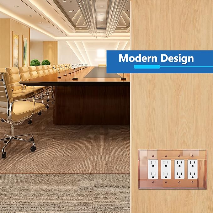 LIDER Reflective Acrylic Decorator Wall Plate, Mirrored Light Switch Plate, Plexiglass Outlet Cover, Acrylic Glass, Oversized 4-Gang 5.25" x 8.88", LWP-34O-ARG5P, Rose Gold, 5 Pack