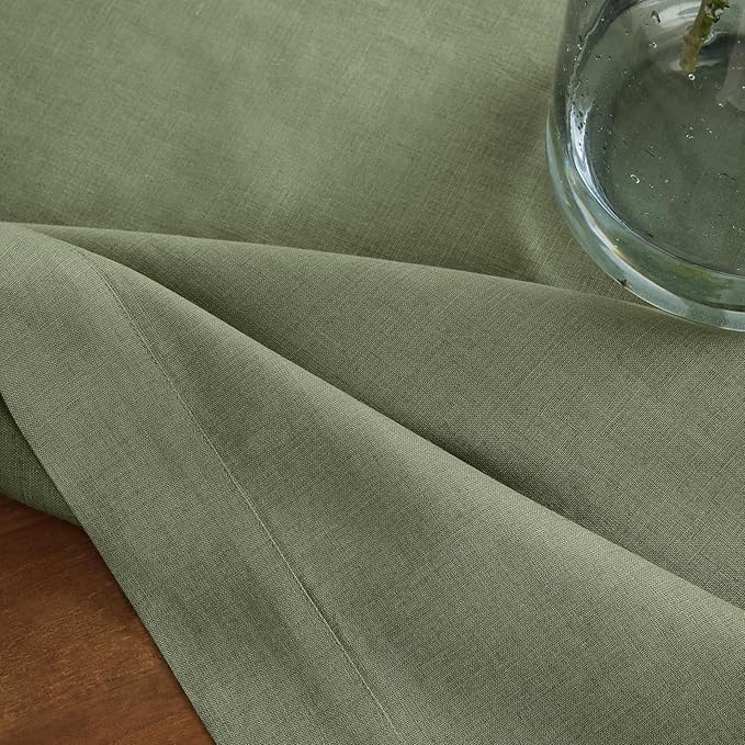 Solino Home Linen Tablecloth 60 x 108 Inch - 100% Pure Linen Oil Green Table Cloth for Rectangle Tables - Fete, Machine Washable Tablecloth for Spring, St Patricks Day, Easter