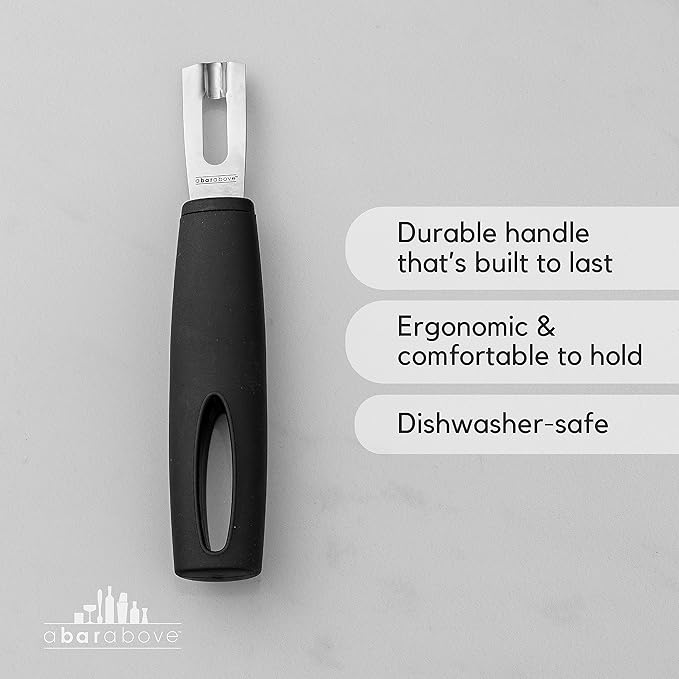 A Bar Above Black Handle Gold Blade Channel Knife, Premium Stainless Steel Garnish Tool for Cocktails, Citrus Peeler, Lemon Zester, Chef Tool for Garnishing and Drink Presentation