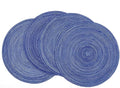 SHACOS Round Braided Placemats 15 inch Set of 4 Washable Cotton Polyester Braided Kitchen Table Placemats for Home Wedding Party (Blue White, 4)