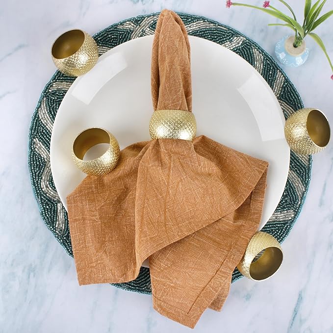 Napkin Rings Set of 12 Metal Napkin Holder Buckles Round Serveitte Rings for Fall Thanksgiving Christmas Dinner Table Decor Wedding Banquet Party Easter (Gold) - ALPHA Living HOME
