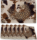 Cowhide with Glitter Leopard Print Place Mats Set of 6, Table Mats,Heat Insulation Non Slip Washable Dining Placemats for Wedding Holiday Party Kitchen Decor 12X18 in