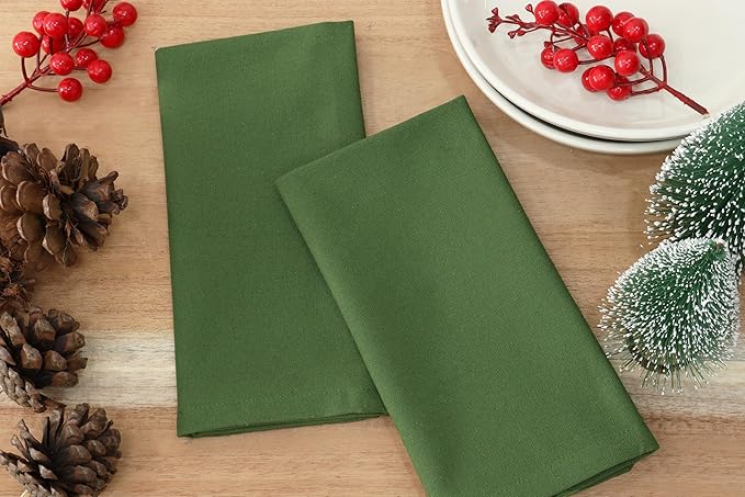 PurpleEssences Set of 12 Cloth Dinner Napkins 100% Cotton 18x18 Inch - Soft Durable Washable - Ideal for Farmhouse Party Fall Thanksgiving - Perfect Everyday Use Table Linen - Sage Green