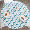Walrus Round Vinyl Fitted Tablecloth with Flannel Backing Elastic Edge Design Table Cover Waterproof Oil-Proof PVC Table Cloth Stain-Resistant Best for 32"-36" Round
