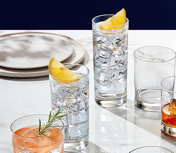 LEMONSODA Premium Highball Glass Set - Elegant Tom Collins 15oz Glasses Set of 6 Tall Drinking Water Glasses - Bar Glassware for Cocktail, Mojito, Whiskey (Set of 6)