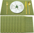 Placemats Set of 8,Washable,Heat and Stain Resistant Indoor/Outdoor Place mats,Vinyl Woven Non Slip Table Mats for Restaurant Table Protection,PVC Place mats(Green,8PCS)