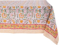 ATOSII Clover Yellow 100% Cotton Rectangle Fall Tablecloth, Handblock Floral Print Linen Table Cloth for Kitchen Dining I Parties, Weddings, Outdoors, Christmas, Thanksgiving Decor 60 X 108 Inches