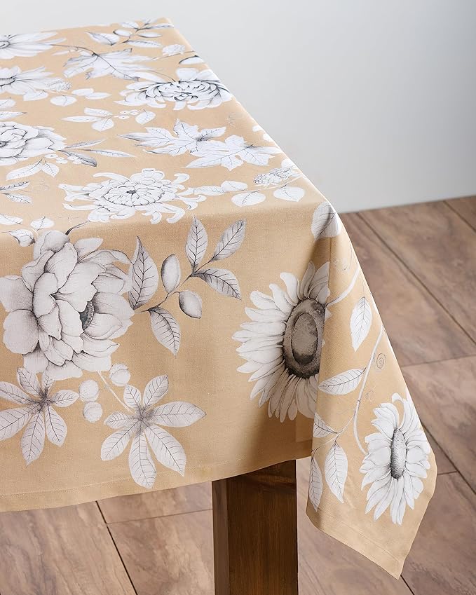 Maison d' Hermine Table Cloth Rectangle Table 100% Cotton 54 x 72 Inches Fall Tablecloth Reusable Everyday Use for Thanksgiving Christmas Decorations Dining Farmhouse Party (Pretty Autumn)