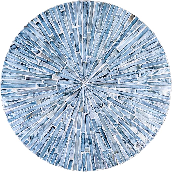 PEMAR Mother of Pearl Lazy Susan for Countertop Table (Blue Starburst, Standard (D12.6))