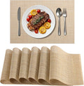 Timeet Placemats Set of 6, Heat Resistant Non-Slip Place Mats for Dining Table, Durable Washable PVC Vinyl Woven Table Mats, Linen Textured Placemats for Kitchen Resistant Easy to Clean(Beige