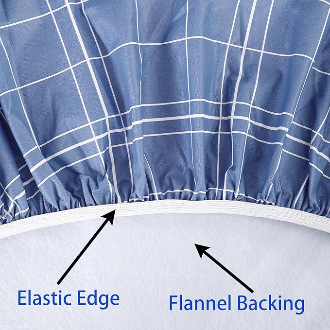 Walrus Round Vinyl Fitted Tablecloth with Flannel Backing Elastic Edge Design Table Cover Waterproof Oil-Proof PVC Table Cloth Stain-Resistant Best for 45"-56" Round