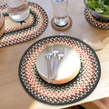 Homespice Primitive Star Gloucester Jute Woven Round Placemats Set of 6, 15", Warm Primitive Decor, Black and Red Table Mats - Vibrant Colors, Durable, Easy to Clean and Protects Furniture