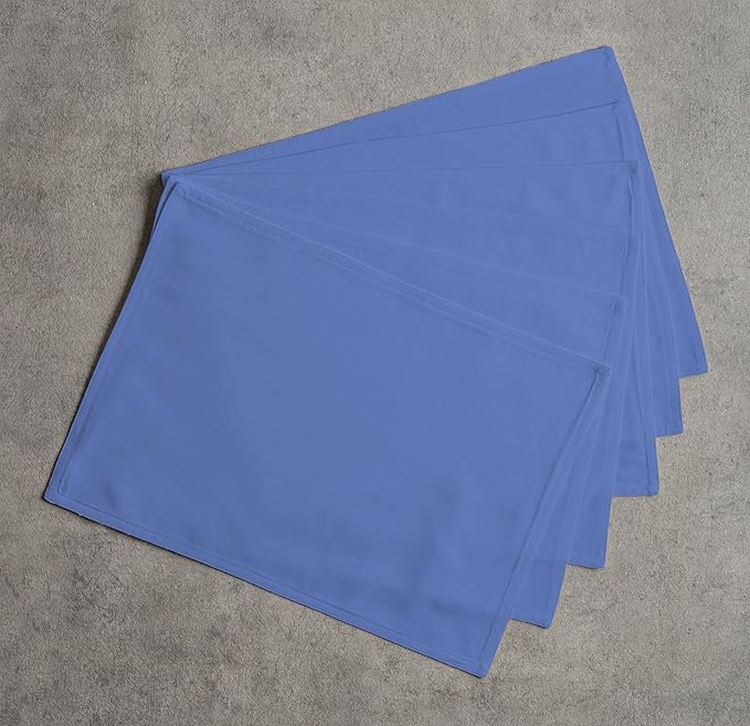 Calicot Placemats Set of 6 100% Cotton Washable Cloth Place Mats, Reusable Table Mats for Spring/Summer & Thanksgiving Christmas Decorations Kitchen Dining Party Wedding (Bel Air Blue, 13" x 19")